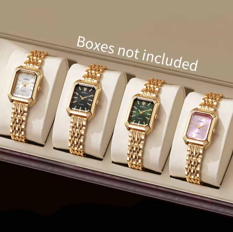 Golden Wrist Watch 7.9 Inch Length Stainless Steel Luxury Fashioned Quartz Watch