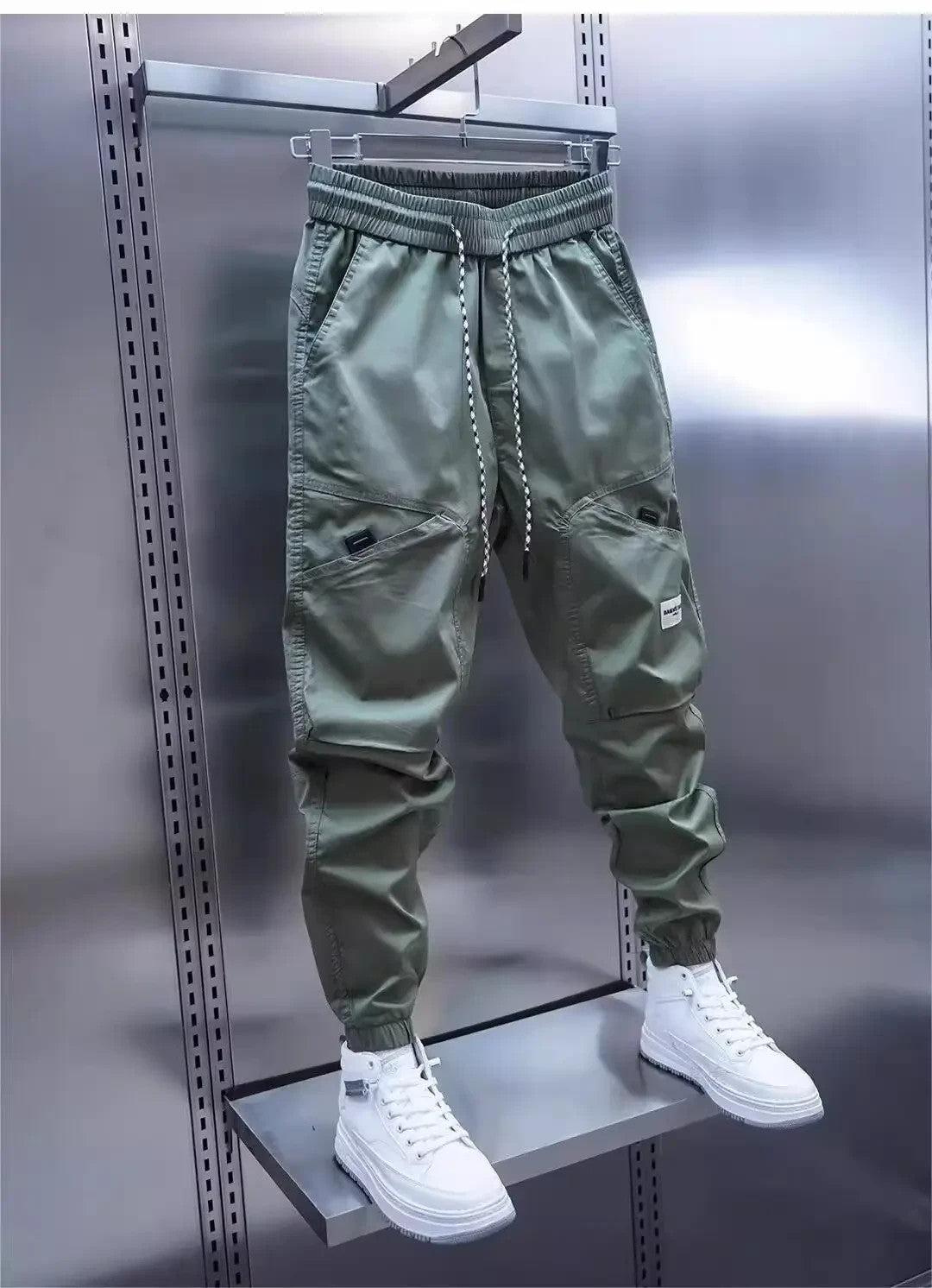 Mens Draw String Jogger Casual Athletic Pants With Scrunched Ankles