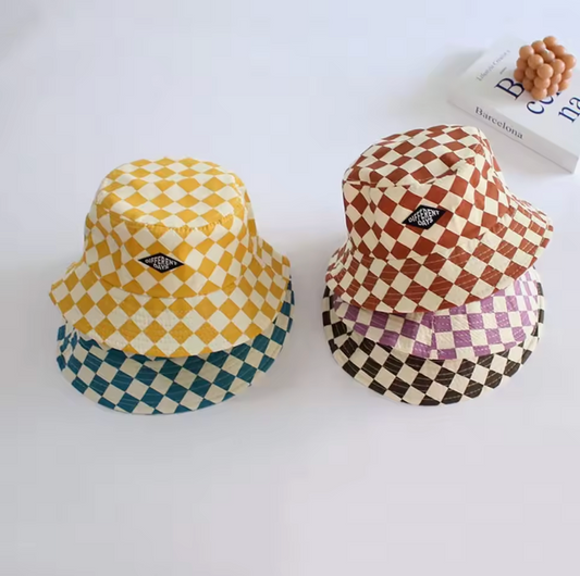 Unisex Checkered Bucket Hat 51cm Circumference Trendy Style Hat