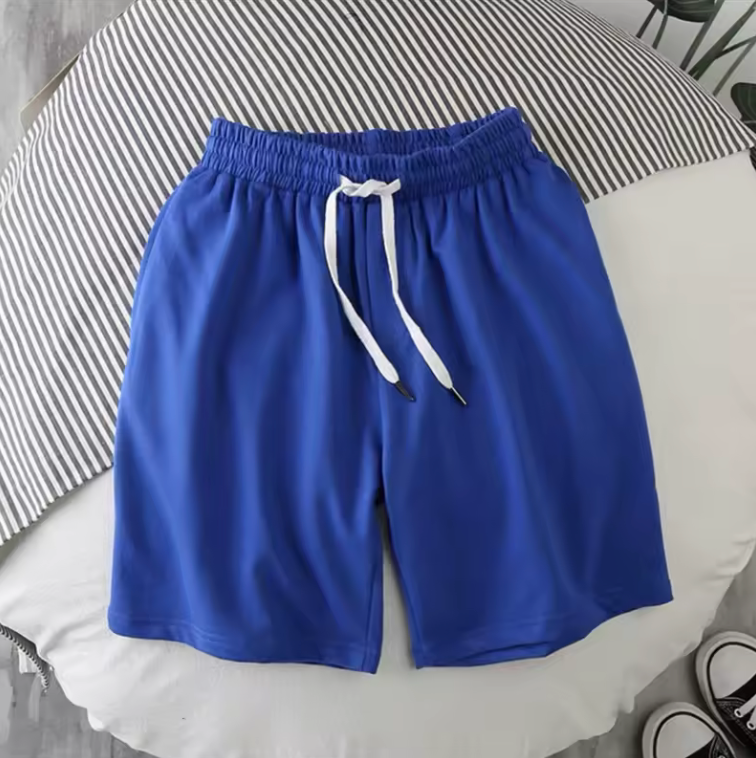 Casual Shorts Long Style Drawstring Simple Wear Unisex Shorts