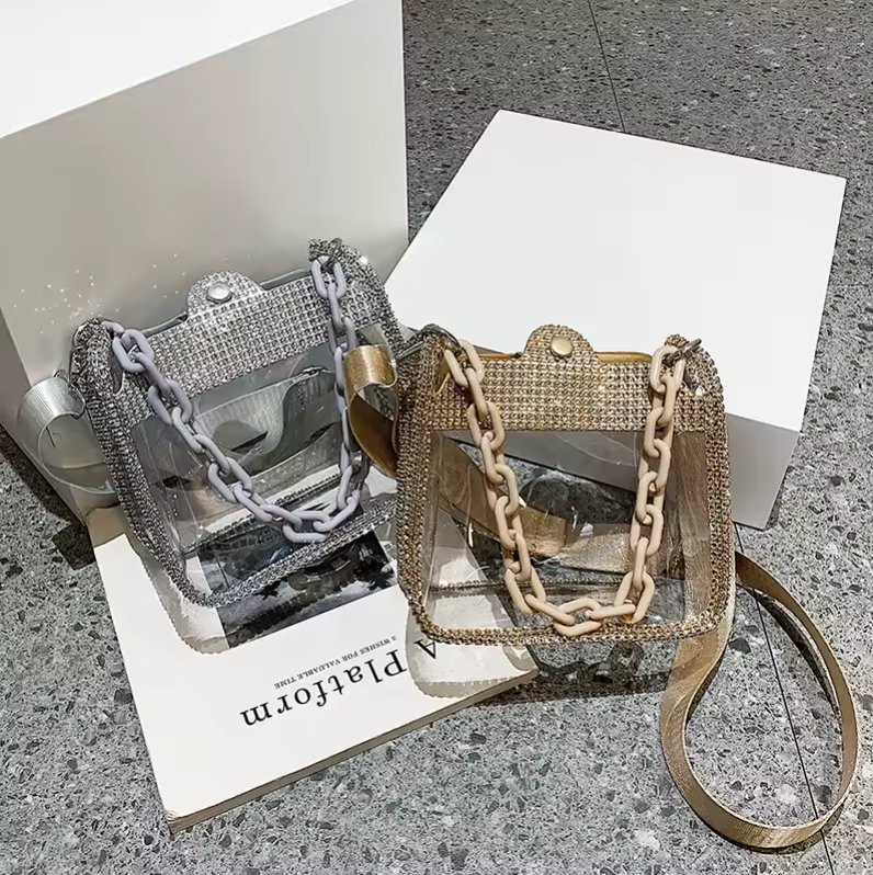 Womens Fashion Style Clear Luxury Handbag Concert Travel Purse See Through