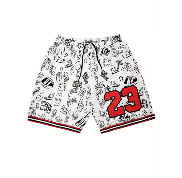 Mens Drawstring Polyester Basketball Athletic Shorts