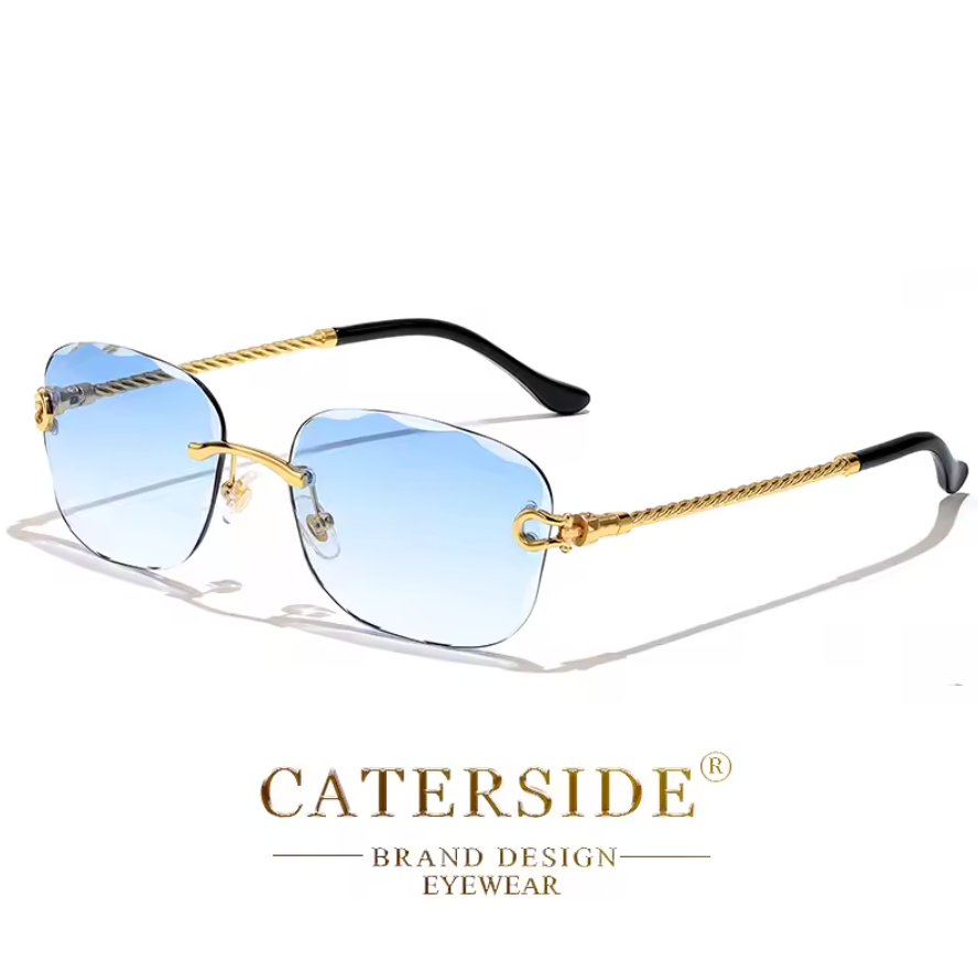 Luxury Retro Rich Craft Frameless Light Tint Style Mens Shaded Sunglasses