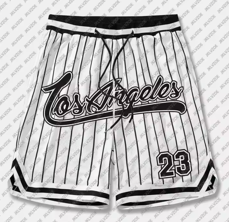 Los Angeles 23 Basketball Shorts Drawstring White Stripe Athletic Fashion Shorts