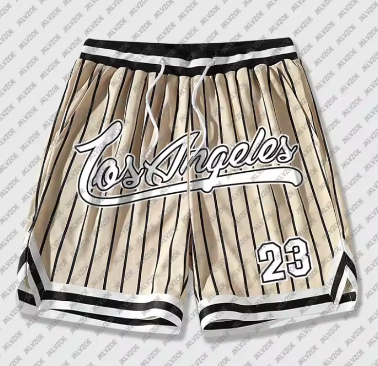 Los Angeles 23 Basketball Shorts Drawstring White Stripe Athletic Fashion Shorts