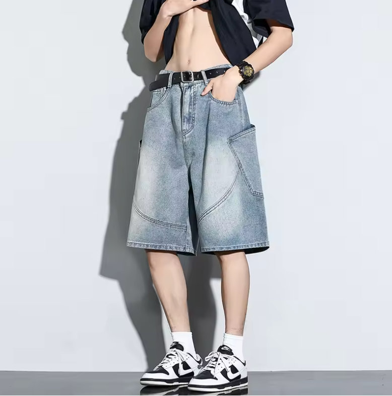 Baggy Denim Shorts Mens Jeans Shorts Casual Style Fashion Wear Jorts