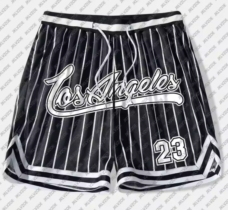 Los Angeles 23 Basketball Shorts Drawstring White Stripe Athletic Fashion Shorts