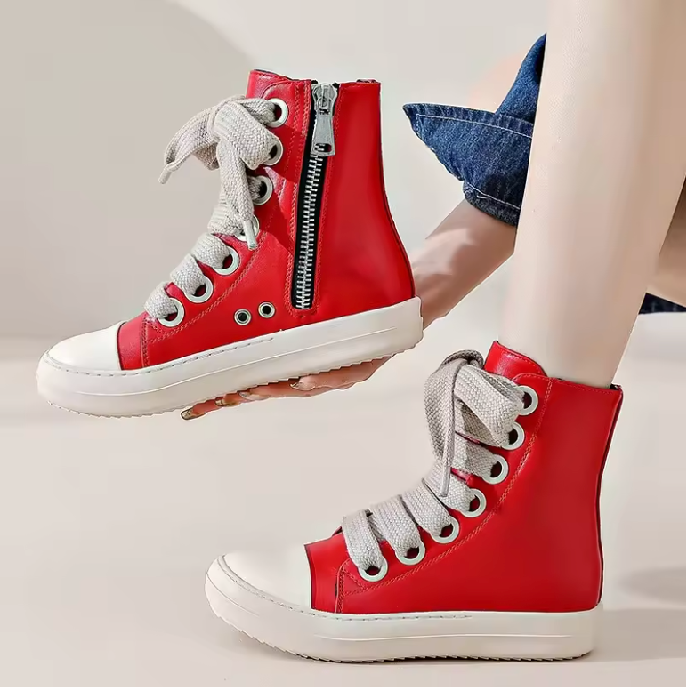 Womens Wide Lace Boots With Size Zipper And Water Resistant Premium Material
