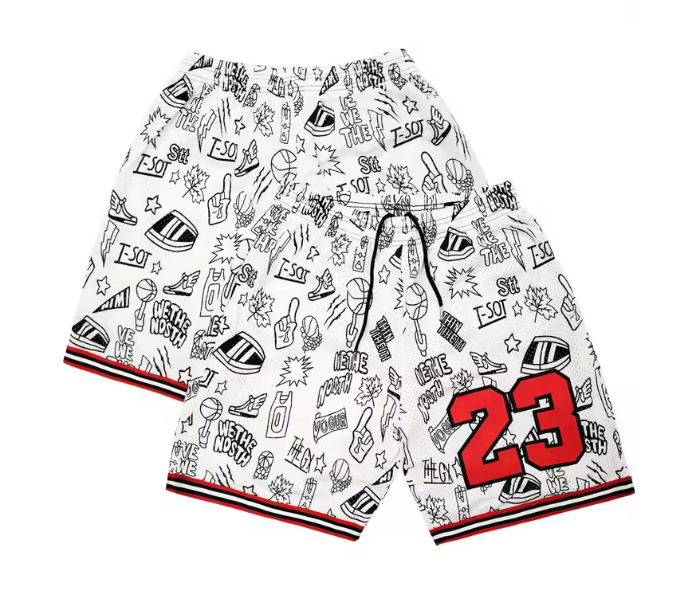 Mens Drawstring Polyester Basketball Athletic Shorts