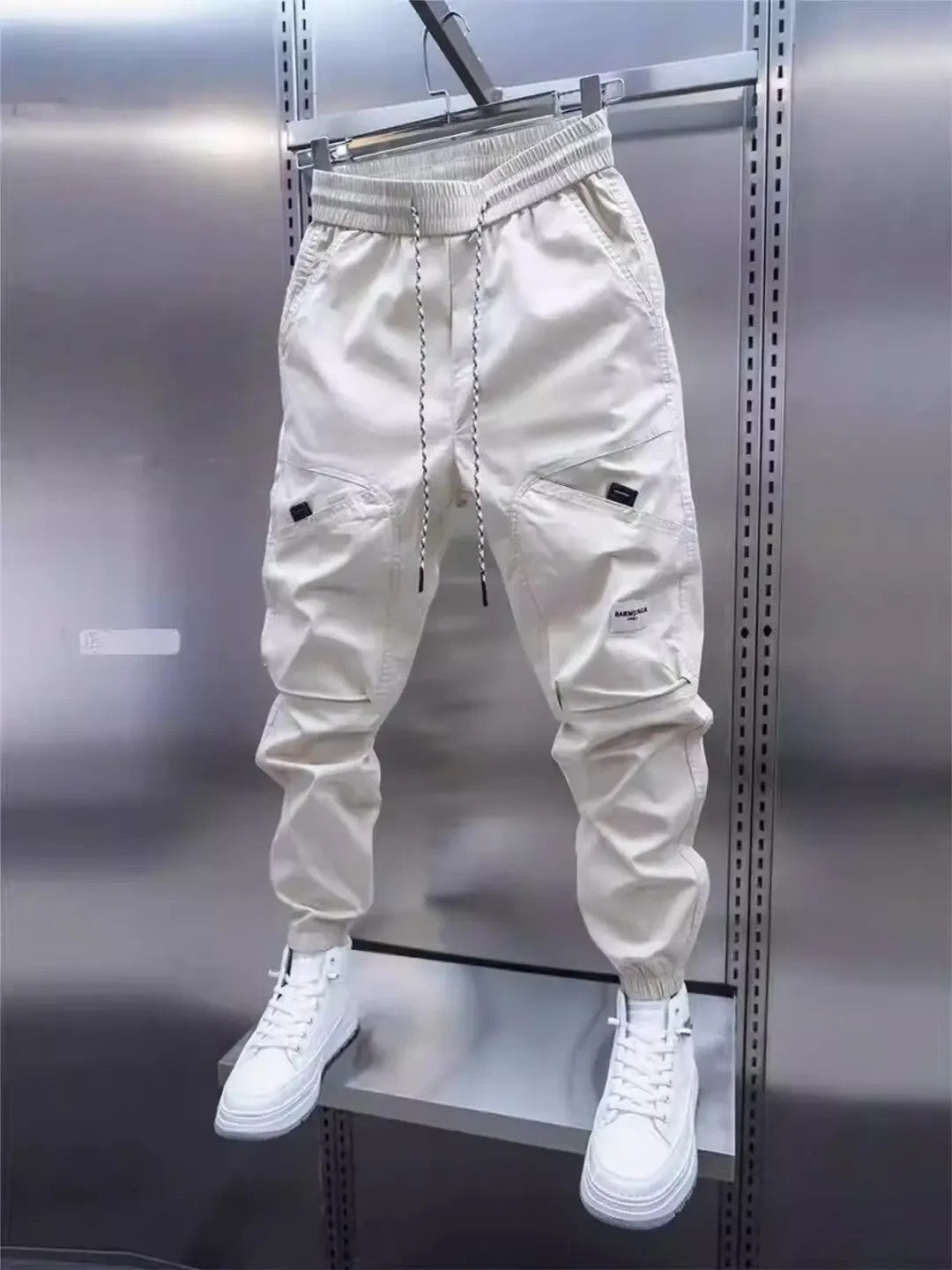 Mens Draw String Jogger Casual Athletic Pants With Scrunched Ankles