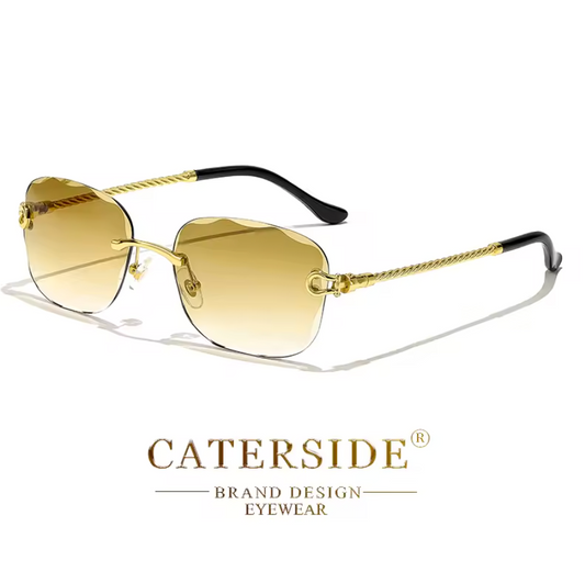 Luxury Retro Rich Craft Frameless Light Tint Style Mens Shaded Sunglasses
