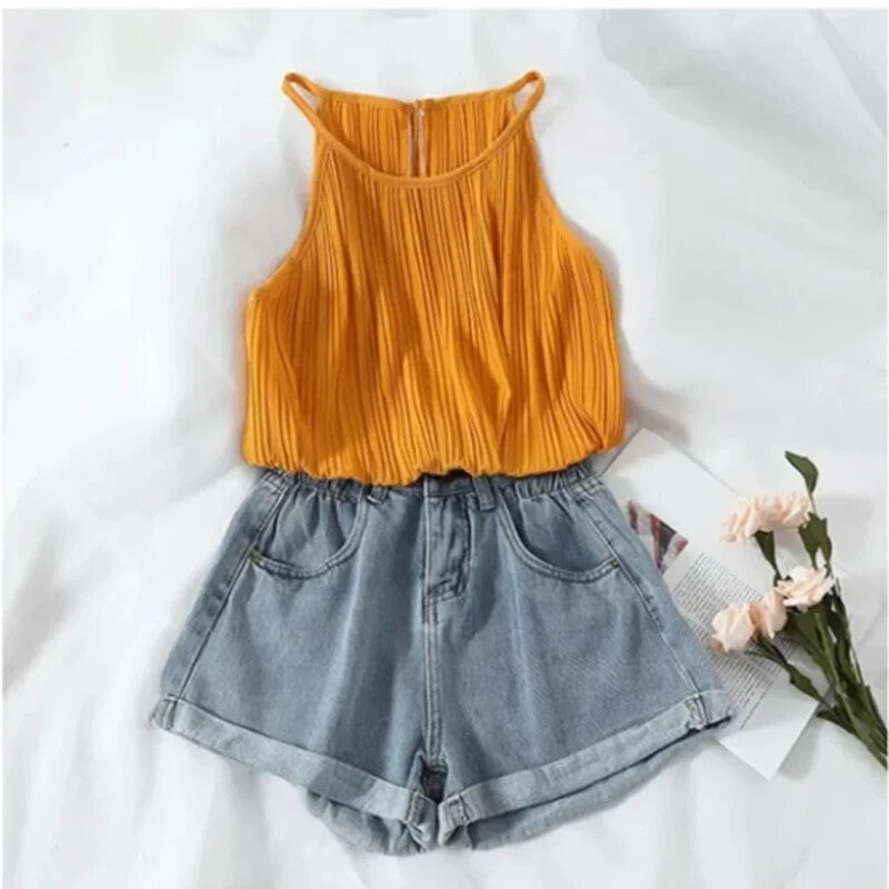 Womens Short Casual Denim Jean Shorts Elastic Stretch Waist For Slight Adjust