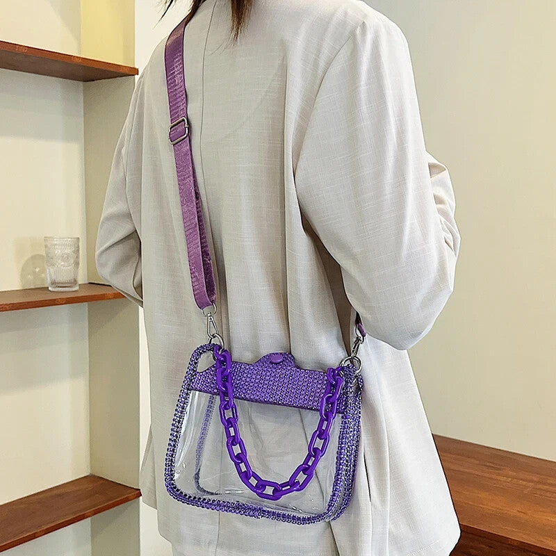 Womens Fashion Style Clear Luxury Handbag Concert Travel Purse See Through