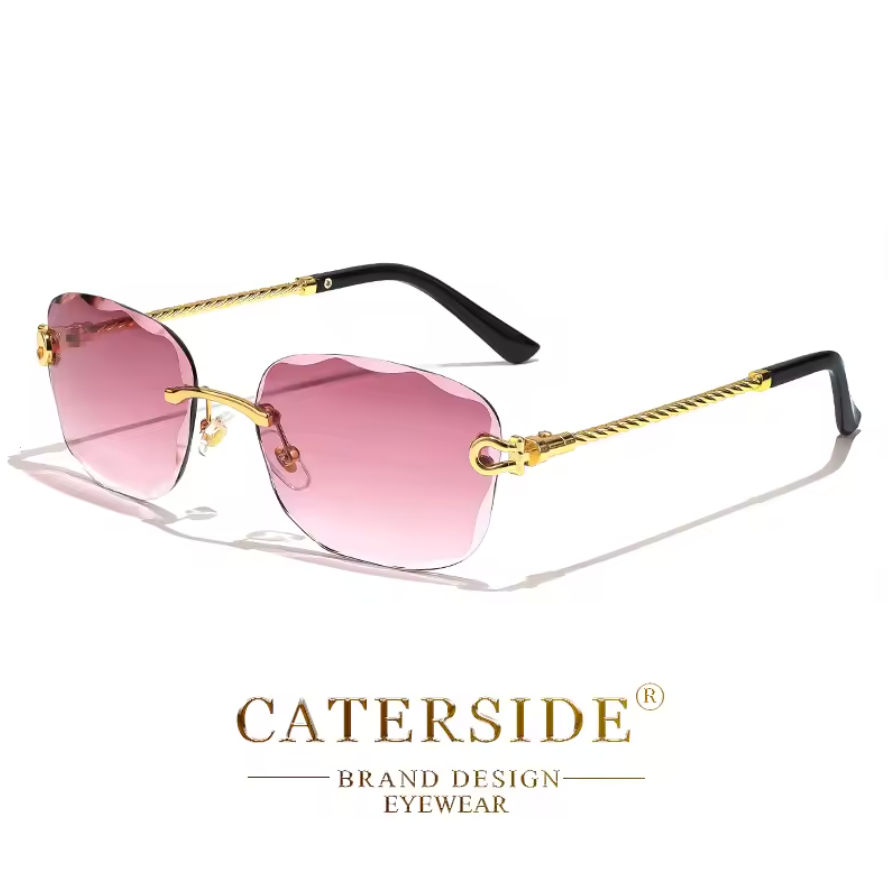 Luxury Retro Rich Craft Frameless Light Tint Style Mens Shaded Sunglasses
