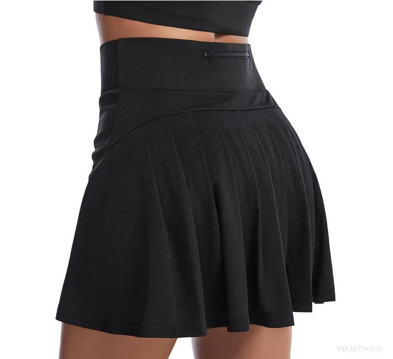Women's Athletic Fashion Tennis Golf Style Skirt And Spandex Shorts Underneath