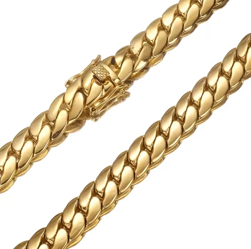 18k Gold Plated Thick Cuban Link Chain Luxury High End Premium Grade Necklace