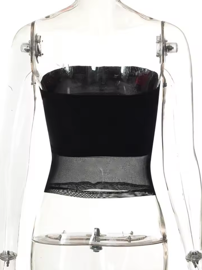Ladies 1 Peice Strapless Corset Tank Top Pullover Soft Stretch Material And Mesh