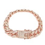 Mens Fashion Fully-Jewelled Cuban Link Style Iced Out Bracelet 2pc Set