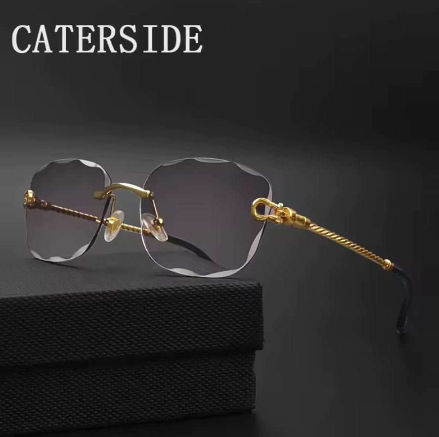 Luxury Retro Rich Craft Frameless Light Tint Style Mens Shaded Sunglasses
