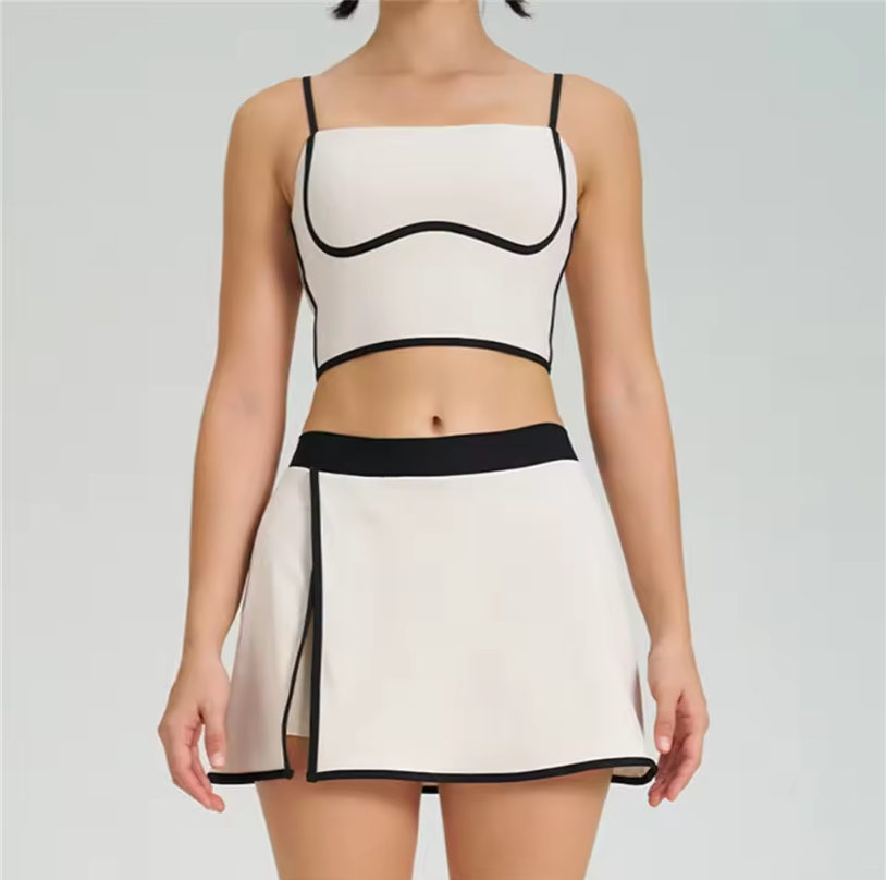 Womens Athletic Skirt And Crop Top Yoga Flexible And Breathable Track Suite