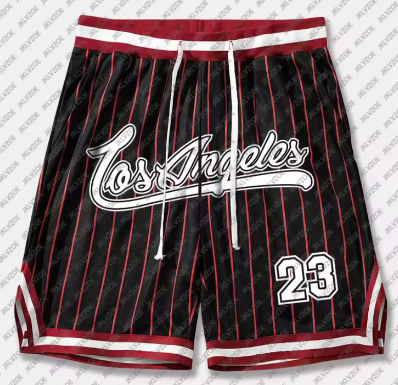 Los Angeles 23 Basketball Shorts Drawstring White Stripe Athletic Fashion Shorts