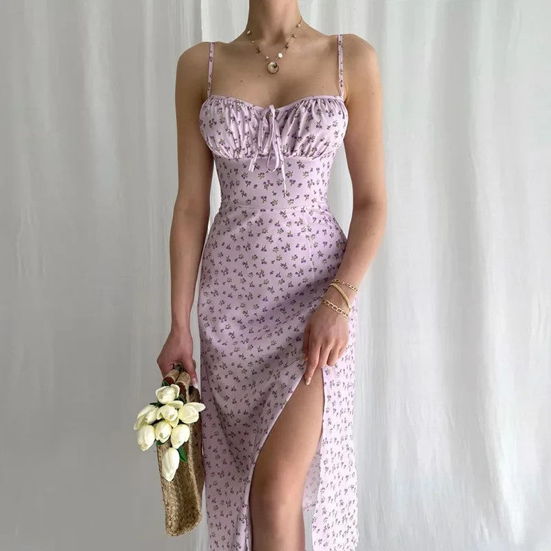 Womens Summer Dress Long Below Knees Length Floral Design Beautiful Dresses