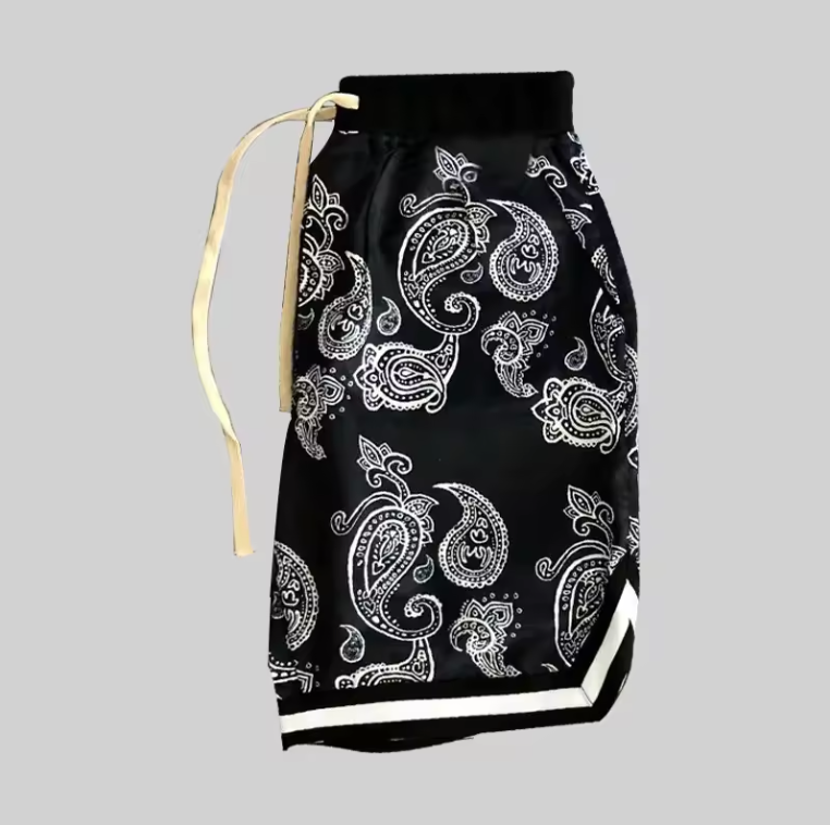 Mens Quick Drying Acetate Shorts Bandanna Design Basketball Athletic Shorts