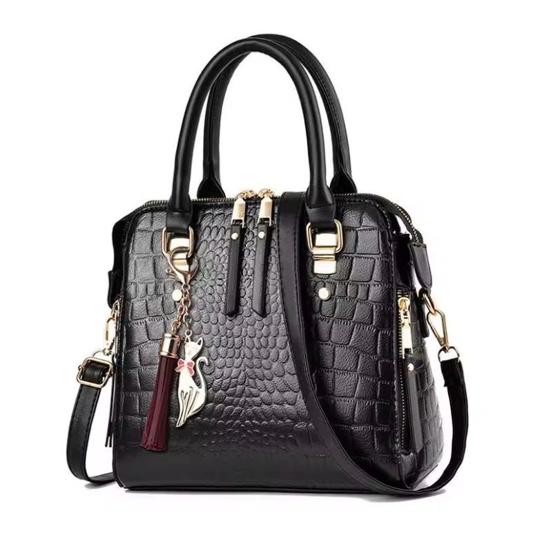 Synthetic Aligator Print Luxury Handbag Travel Zipper Purse And Adjustable Strap