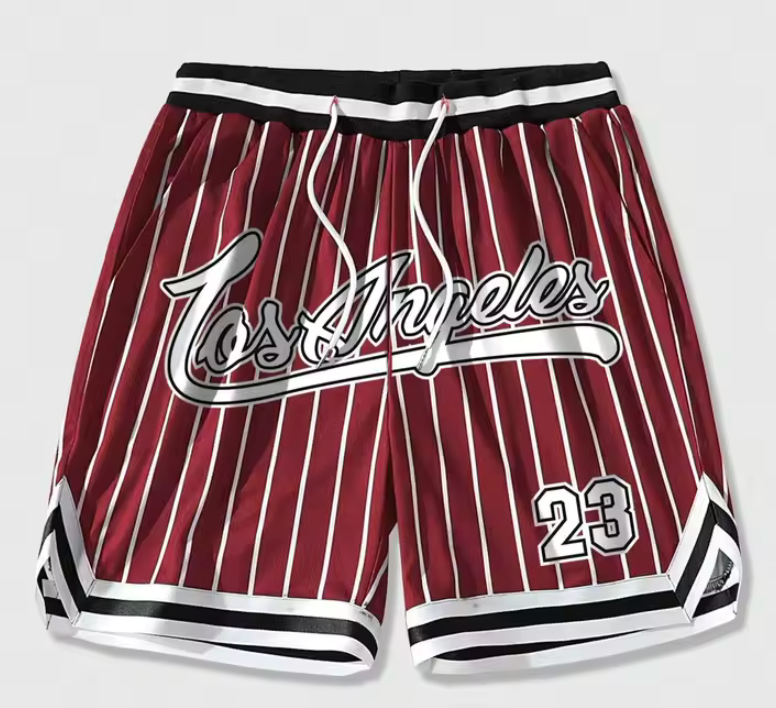 Los Angeles 23 Basketball Shorts Drawstring White Stripe Athletic Fashion Shorts