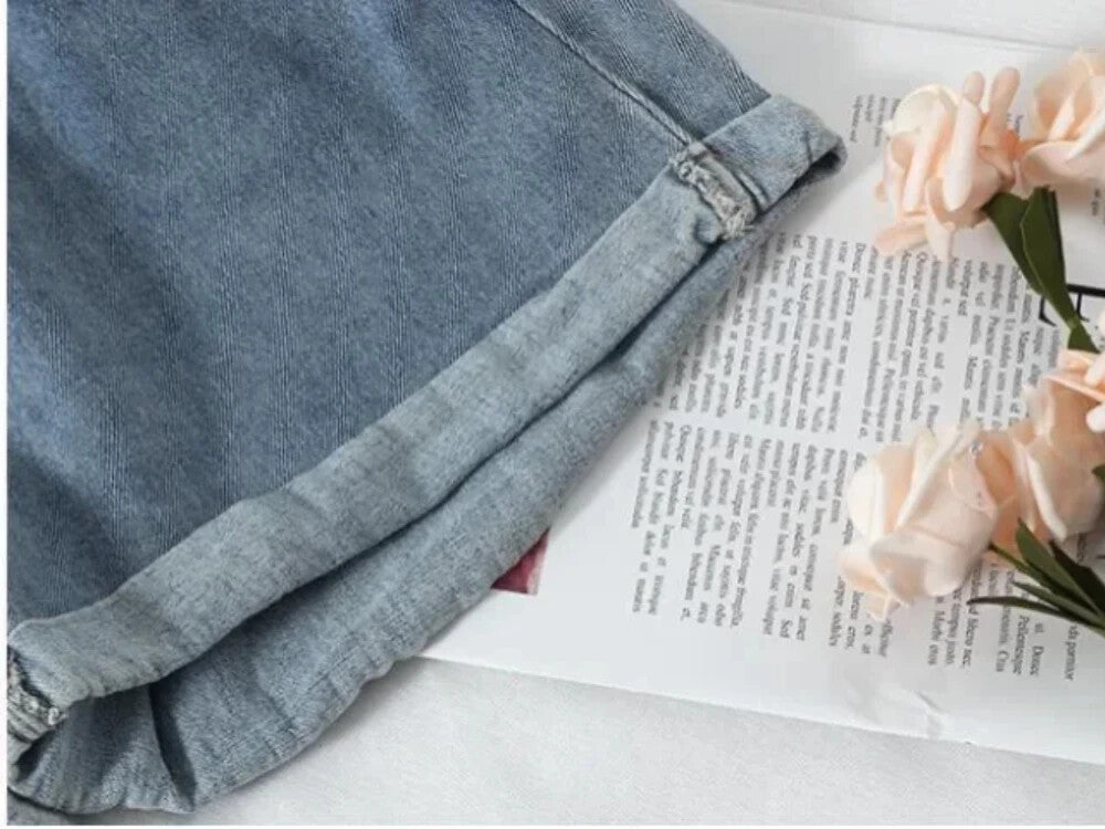 Womens Short Casual Denim Jean Shorts Elastic Stretch Waist For Slight Adjust