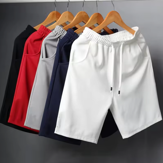 Casual Shorts Long Style Drawstring Simple Wear Unisex Shorts