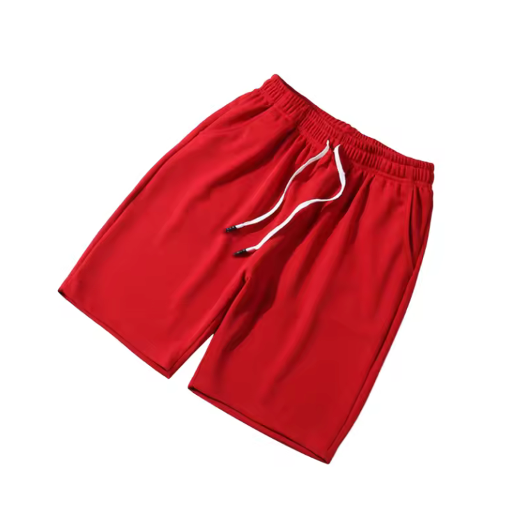 Casual Shorts Long Style Drawstring Simple Wear Unisex Shorts