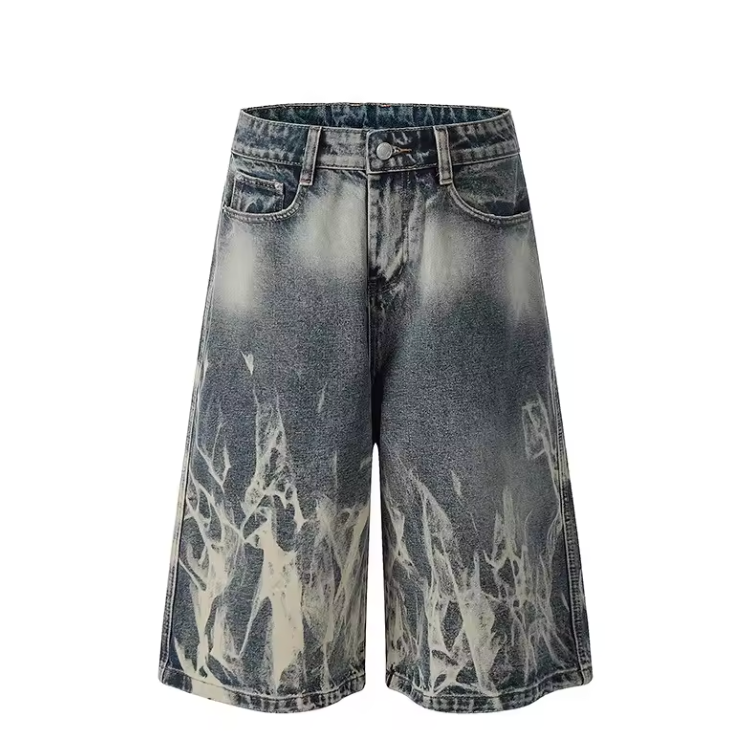Edgy Style Retro Goth Denim Extra Long Jean Shorts Premium Qualtiy Unisex Jorts