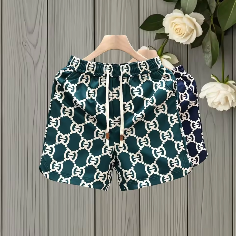 Designer Style Luxury Fashion Print Drawstring Waist Quick Dry Breathable Shorts