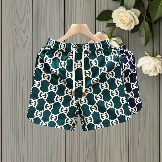 Designer Style Luxury Fashion Print Drawstring Waist Quick Dry Breathable Shorts