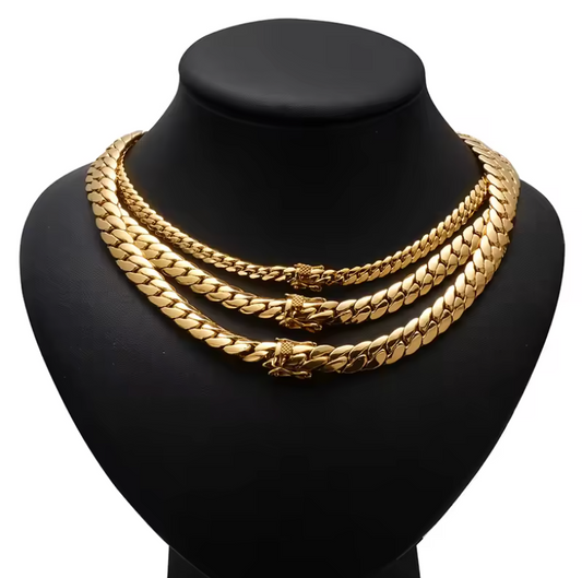 18k Gold Plated Thick Cuban Link Chain Luxury High End Premium Grade Necklace