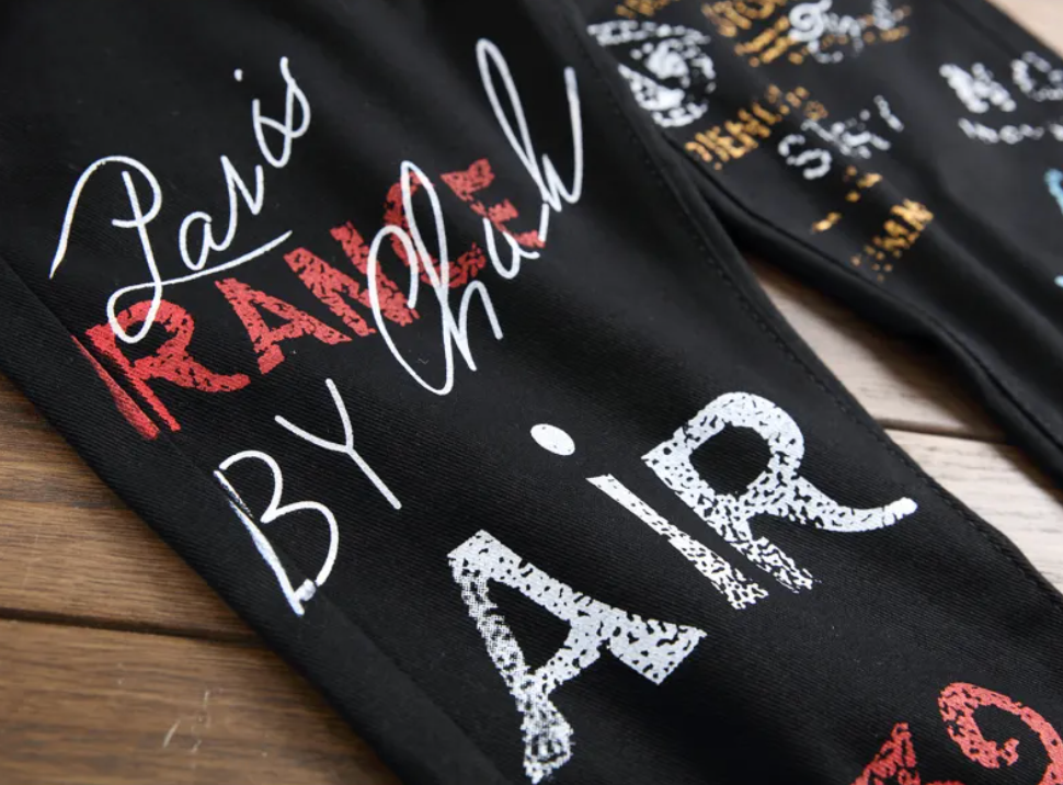 Custom Graffiti Style Slim Street Wear Black Or White Fashioned Skinny Jeans