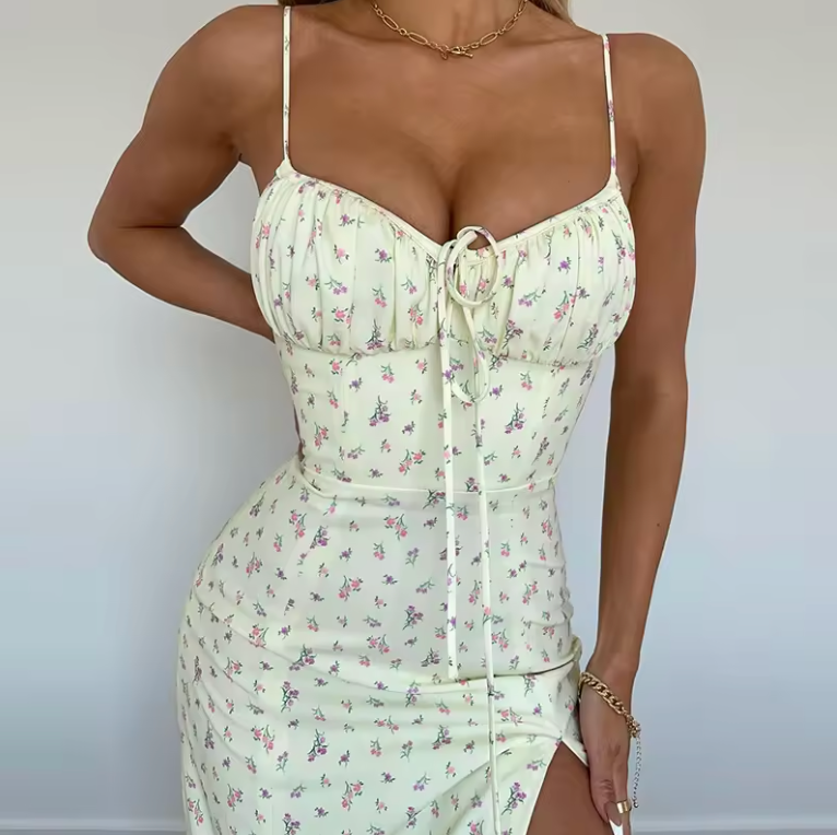 Womens Summer Dress Long Below Knees Length Floral Design Beautiful Dresses