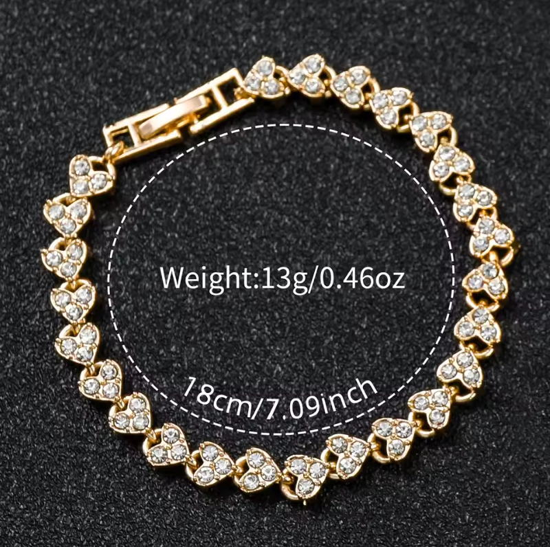 Gold Plated Quartz Watch And Bracelet Luxury Fashion Jewelry Set