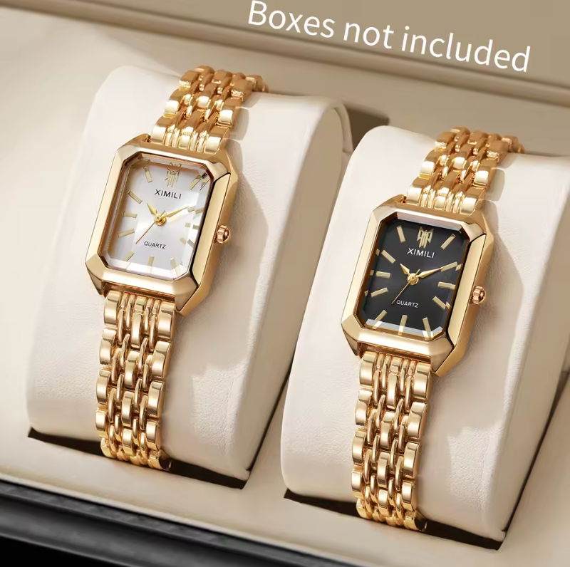 Golden Wrist Watch 7.9 Inch Length Stainless Steel Luxury Fashioned Quartz Watch