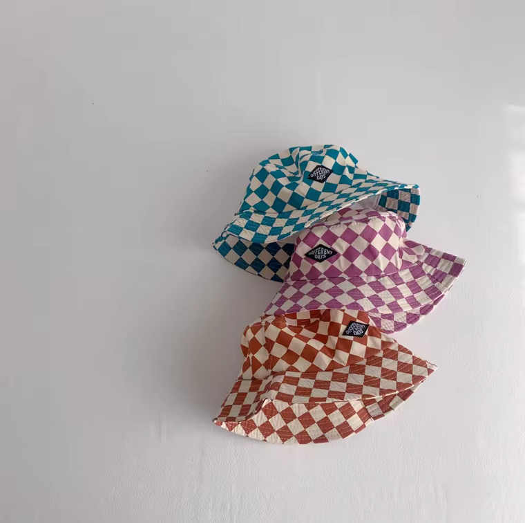 Unisex Checkered Bucket Hat 51cm Circumference Trendy Style Hat