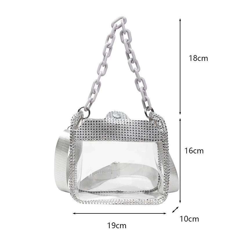 Womens Fashion Style Clear Luxury Handbag Concert Travel Purse See Through
