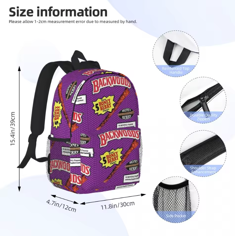 Backwoods Purple Backpack Day Travel Dual Strap Out Door Hustler Pack