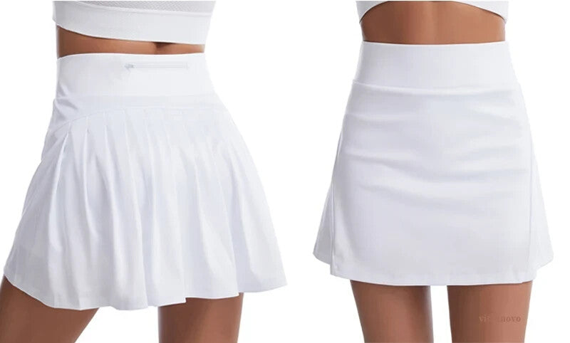 Women's Athletic Fashion Tennis Golf Style Skirt And Spandex Shorts Underneath