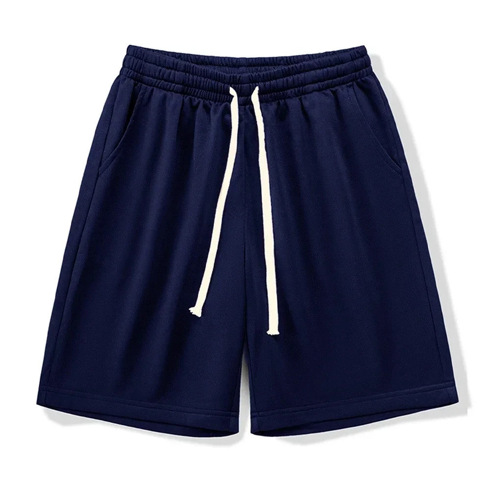 Casual Mens Drawstring Shorts Polyester Cotton Blend Fast Drying Light Weight