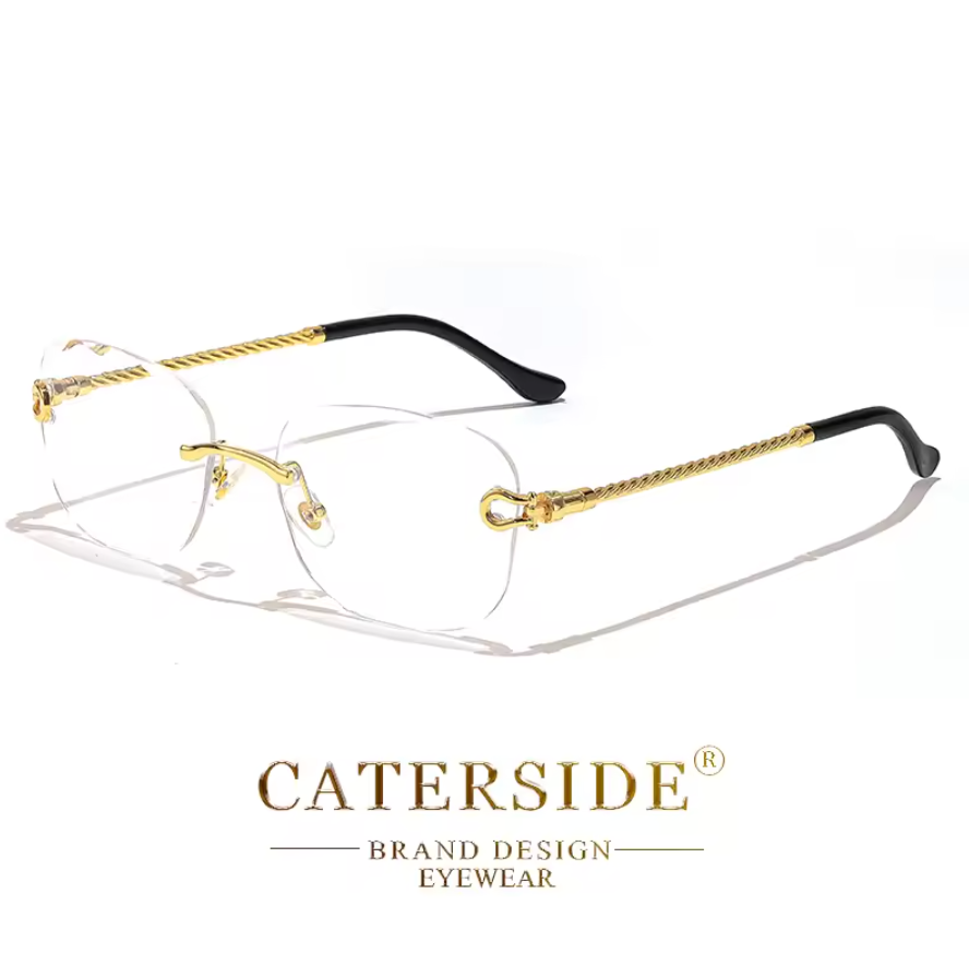 Luxury Retro Rich Craft Frameless Light Tint Style Mens Shaded Sunglasses