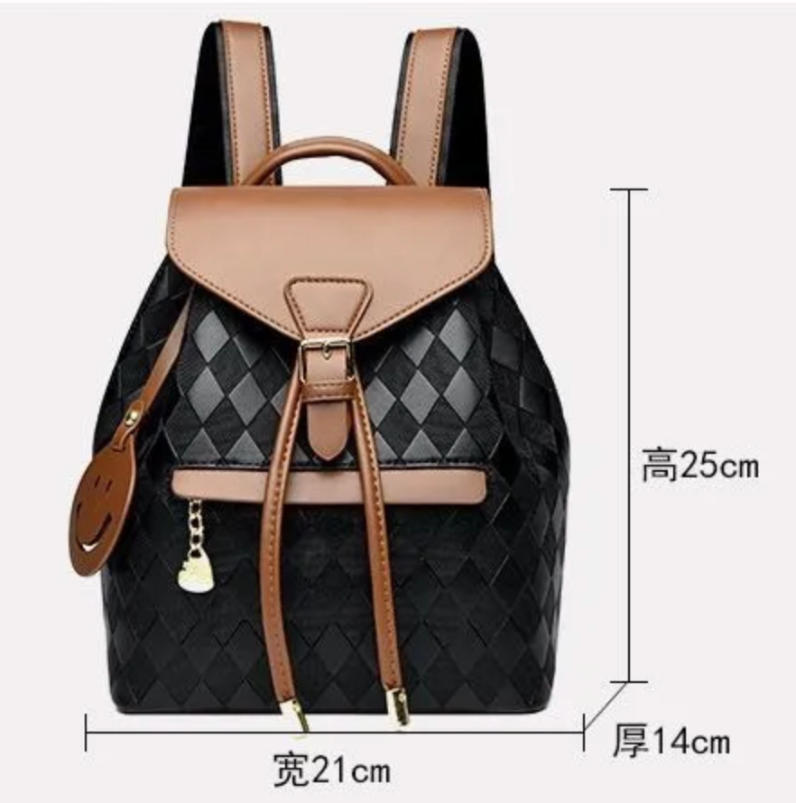 Womens Dual Strap Backpack Bucket Style Buckle Closure Premium Synthetic Leather