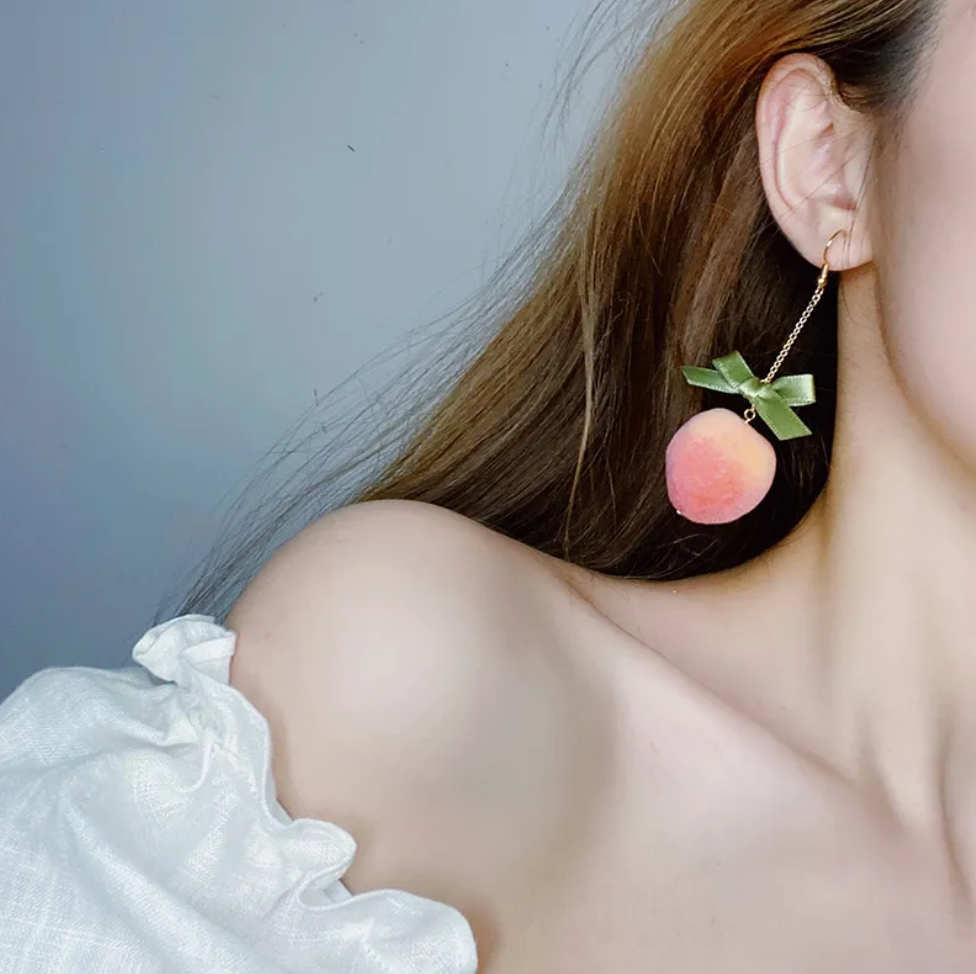 Dangling Peaches Fruit Peach tree Earrings Pair