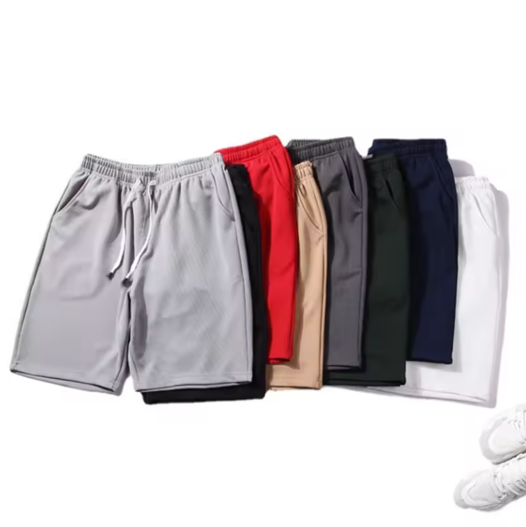 Casual Shorts Long Style Drawstring Simple Wear Unisex Shorts