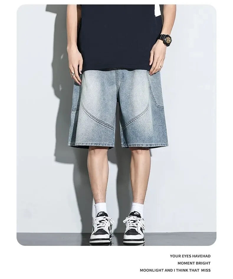 Baggy Denim Shorts Mens Jeans Shorts Casual Style Fashion Wear Jorts